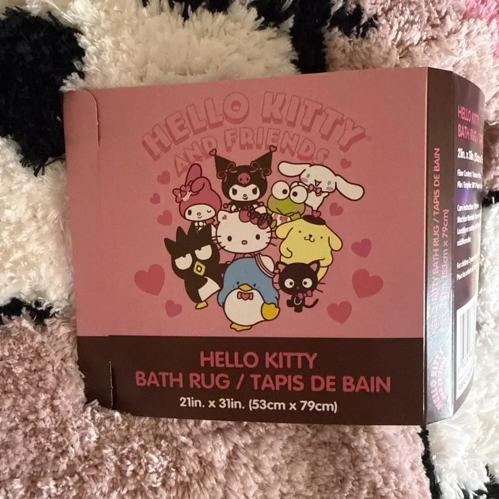 Hello Kitty Bath Rug 21x31 Wink Heart Soft Plush Valentine Face 2025 Sanrio Pink